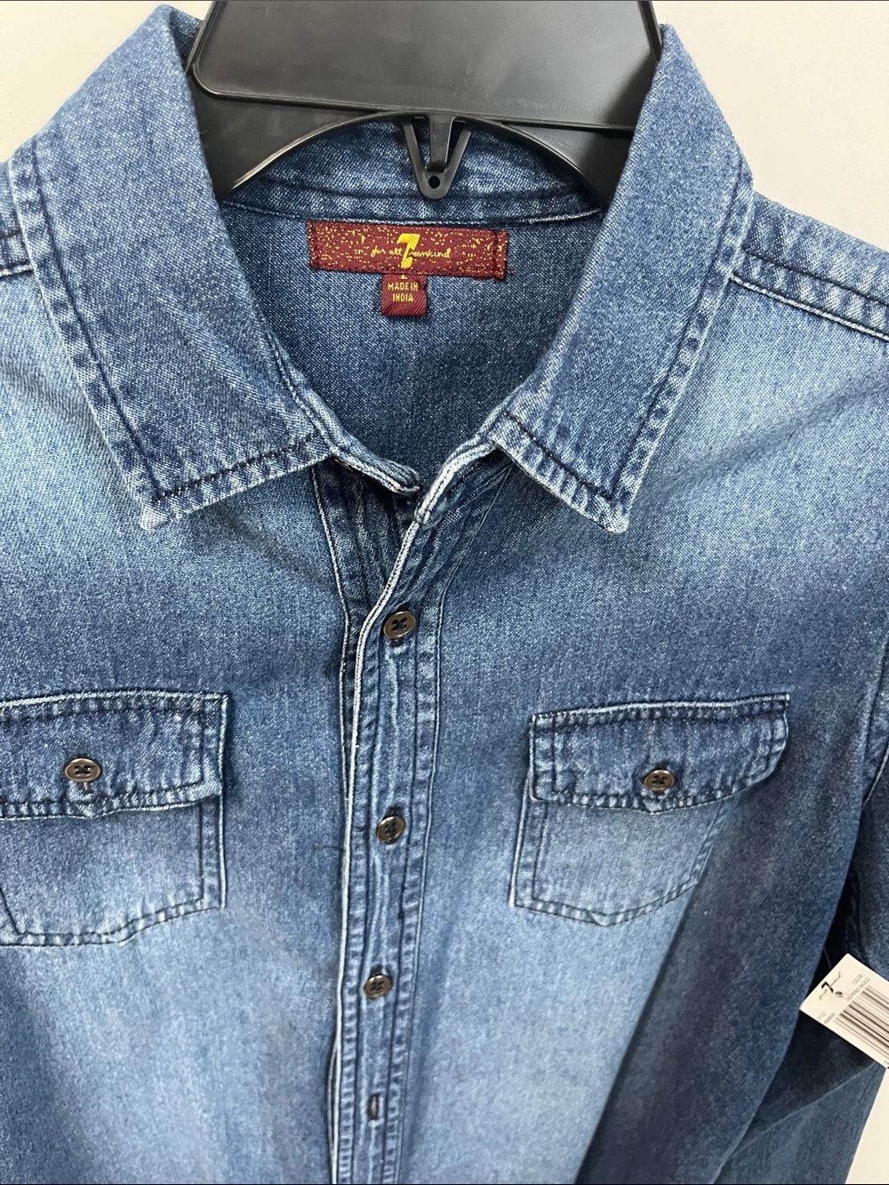 7 For All Mankind Light Blue Denim Button-Up Shirt